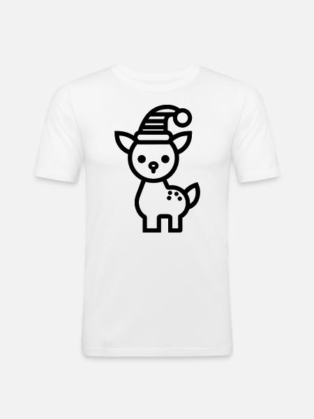 Weihnachtsrentiere - Männer Slim Fit T-Shirt - Weiß