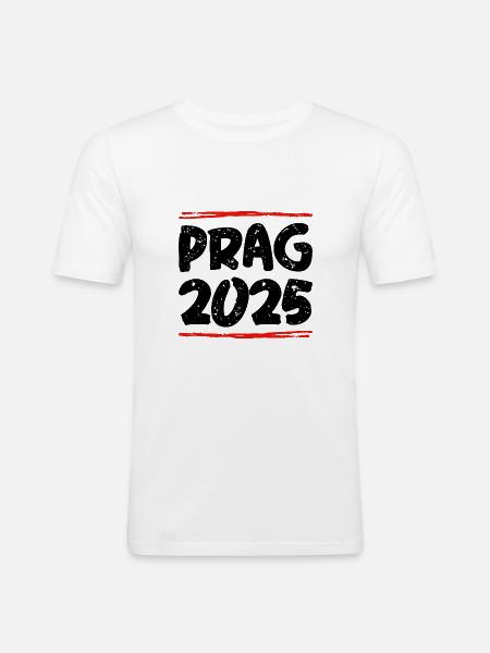 Prag 2025 Spruch - Männer Slim Fit T-Shirt - Weiß