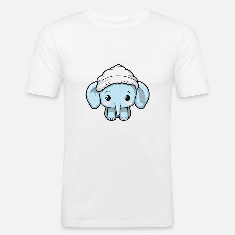 Elefant Winter Tier Baby Comic - Männer Slim Fit T-Shirt - Weiß