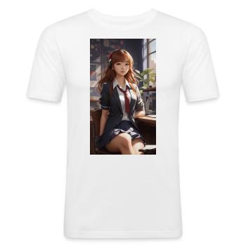 School Uniform Kawaii - Men's Slim Fit T-Shirt - white - Front - Nik (191cm)