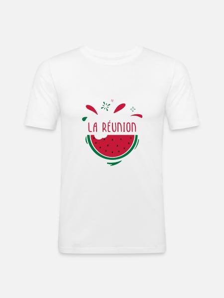 La Réunion - T-shirt près du corps Homme - blanc