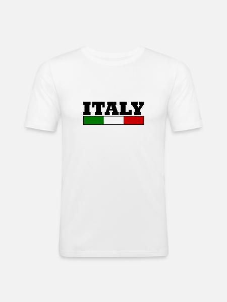 Italie drapeau - T-shirt près du corps Homme - blanc
