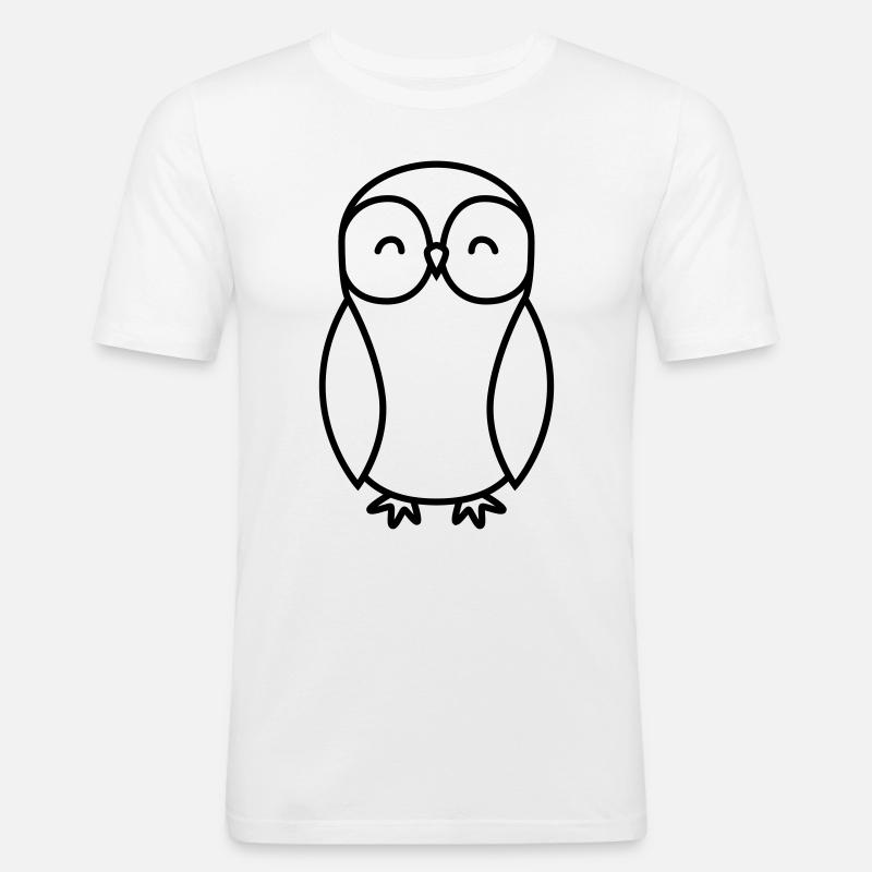 Eule Comic - Männer Slim Fit T-Shirt - Weiß