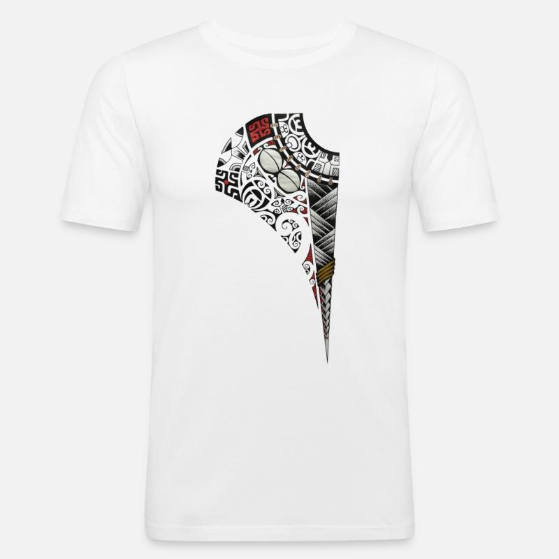 Polynesien Tattoo Design "CedMa" - Männer Slim Fit T-Shirt - Weiß