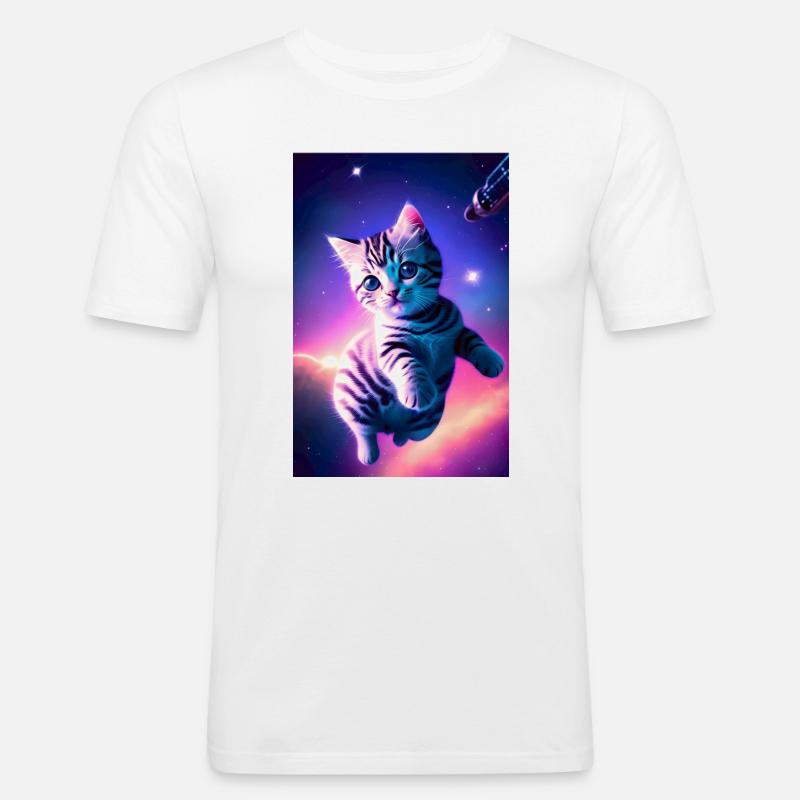 Space Kitten Synthwave - Men's Slim Fit T-Shirt - white
