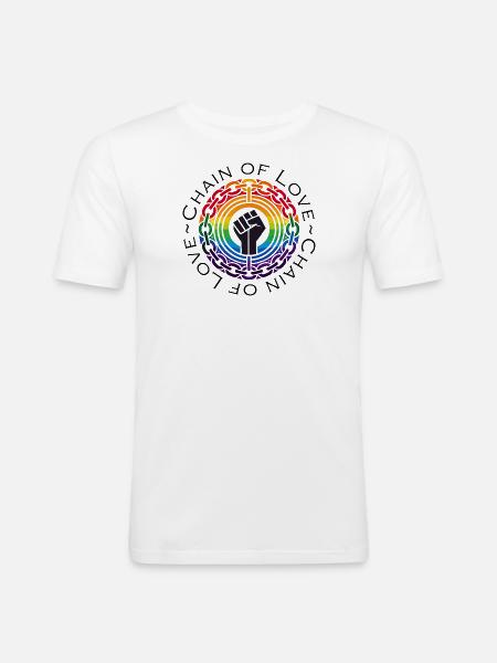 Chain of Love - Männer Slim Fit T-Shirt - Weiß