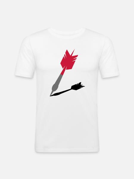 Dartpfeil mit Schatten - Männer Slim Fit T-Shirt - Weiß