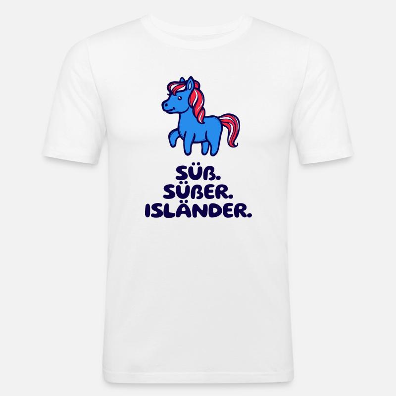 Islandponys Statement Isländer Islandpferde Pony - Männer Slim Fit T-Shirt - Weiß