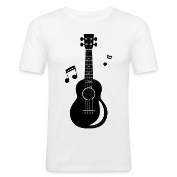 Ukulele - Männer Slim Fit T-Shirt - Weiß - Vorne - Nik (191cm)