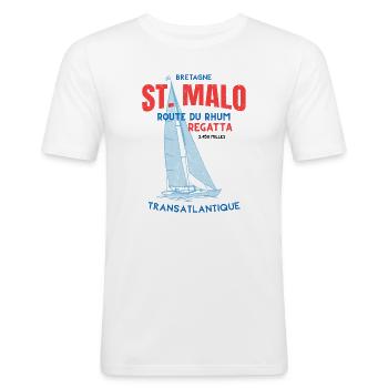 Route du Rhum - St. Malo Regatta - Männer Slim Fit T-Shirt - Weiß - Vorne - Nik (191cm)
