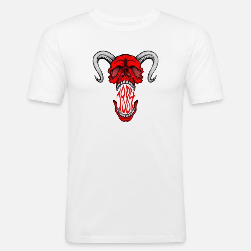 "HELLSKULL – Dämonisches Gebrüll" - Männer Slim Fit T-Shirt - Weiß