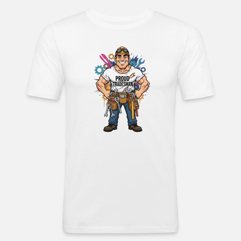 Stolzer Handwerker Comicstil Handwerk Beruf Design - Männer Slim Fit T-Shirt - Weiß
