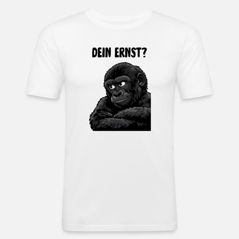Affe mit skeptischem Blick - dein ernst? - Männer Slim Fit T-Shirt - Weiß