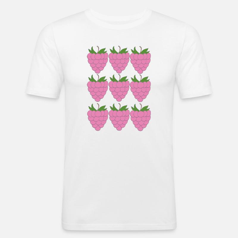 Raspberry Grid Pattern - Men's Slim Fit T-Shirt - white