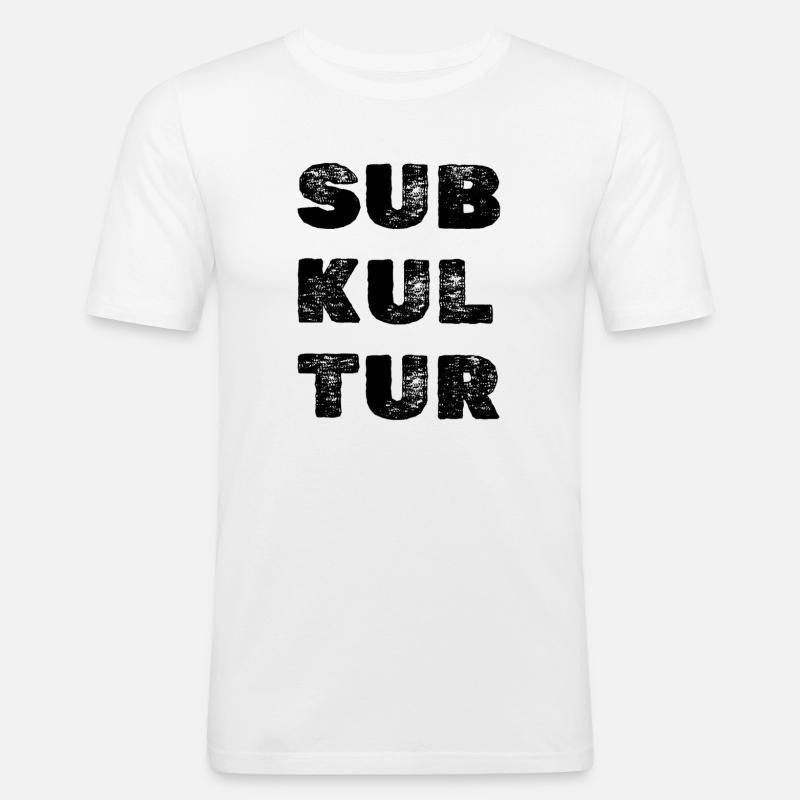 SUBKULTUR Logo – Minimal Techno Identity - Männer Slim Fit T-Shirt - Weiß