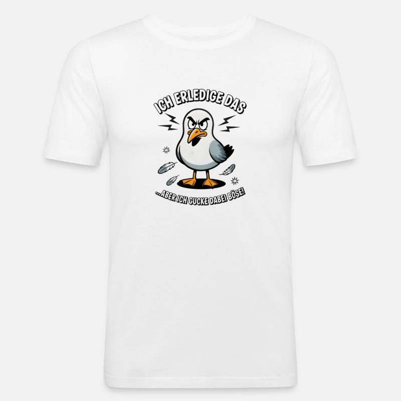 Möwe Seevogel Nen scheiss muss ich - Männer Slim Fit T-Shirt - Weiß