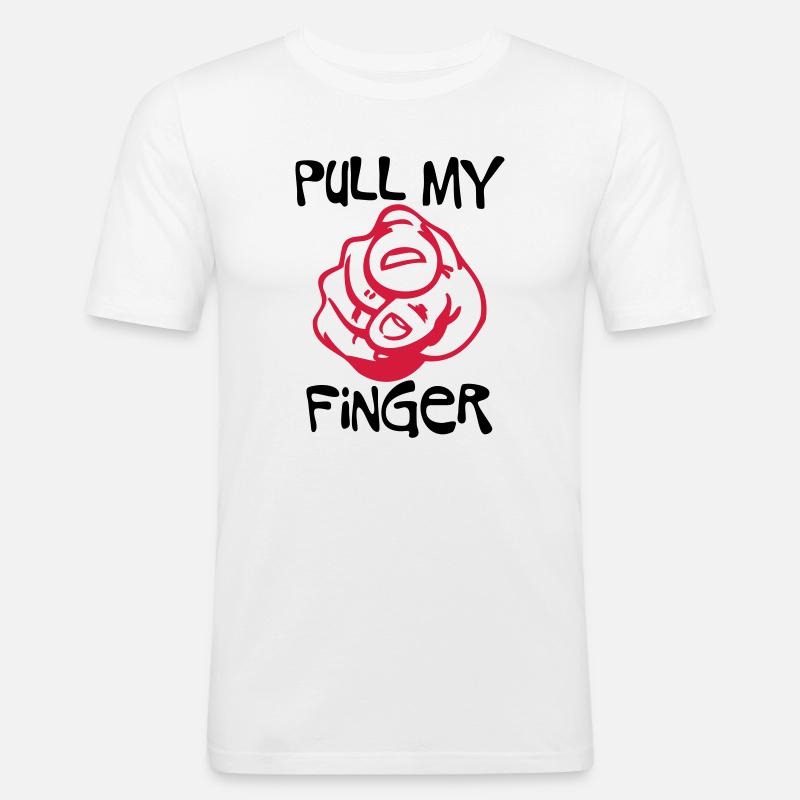 Pull my Finger - Männer Slim Fit T-Shirt - Weiß