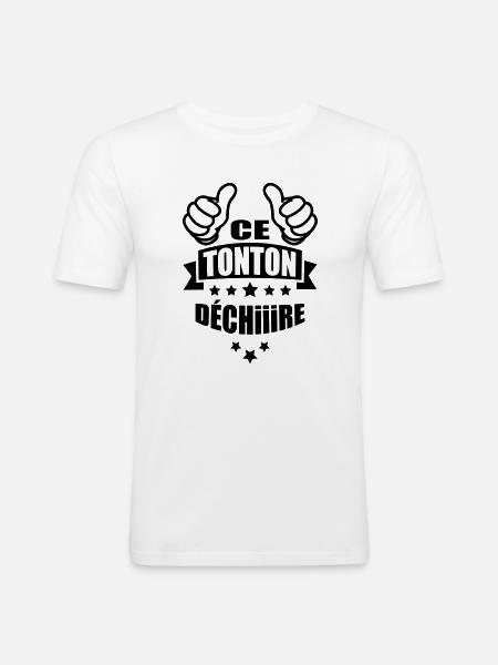 ce tonton déchire - T-shirt près du corps Homme - blanc
