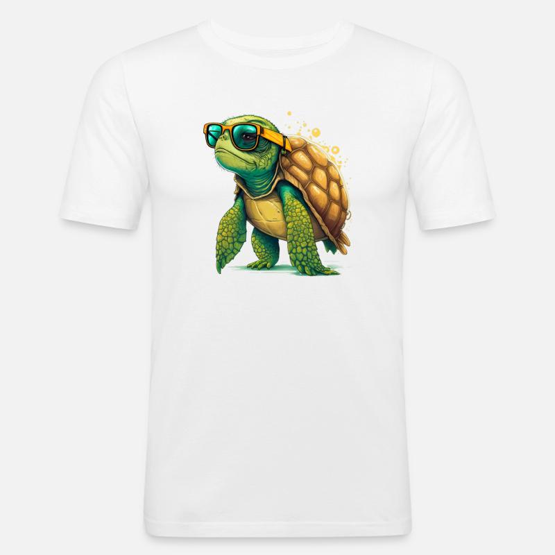 Turtle old - Männer Slim Fit T-Shirt - Weiß