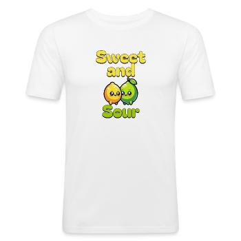 Sweet and Sour - Men's Slim Fit T-Shirt - white - Front - Nik (191cm)