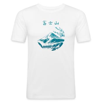 Fuji-San - Mount Fuji 'Spirit of the Mountain' - Men's Slim Fit T-Shirt - white - Front - Nik (191cm)