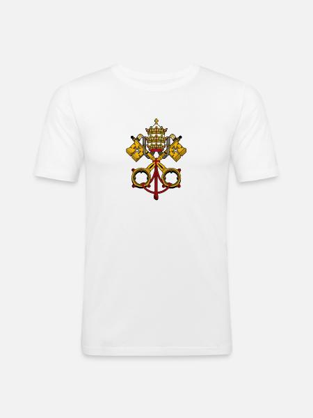symbol emblem flag vatican italy - Men's Slim Fit T-Shirt - white