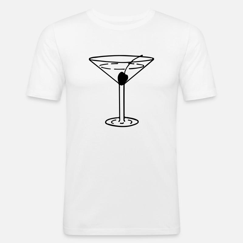 Martini mit Olive - Männer Slim Fit T-Shirt - Weiß