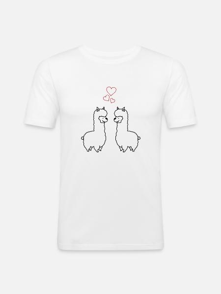 Alpaka Love - Männer Slim Fit T-Shirt - Weiß