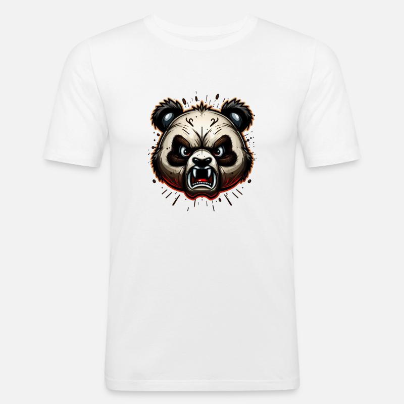 Panda arrabbiato - Maglietta aderente da uomo - bianco