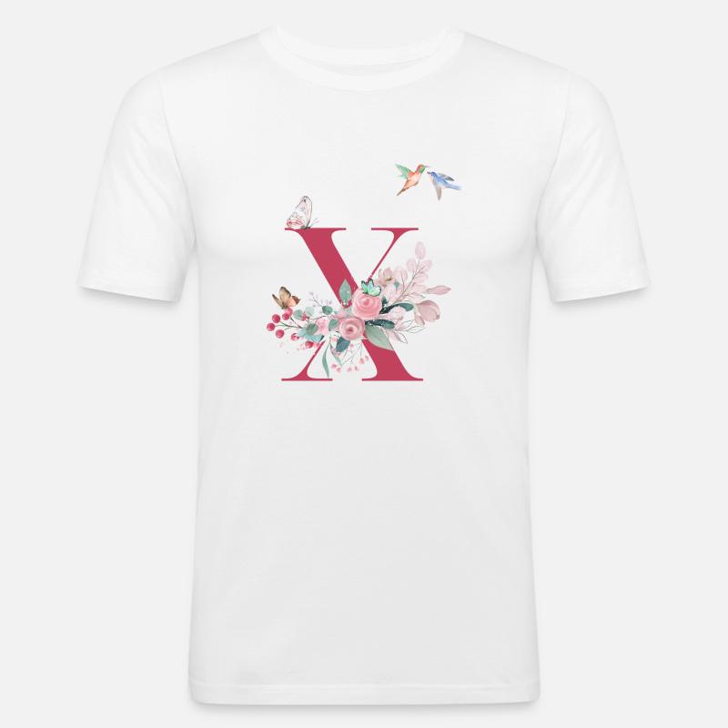 Brief x floral - Geschenkidee - Männer Slim Fit T-Shirt - Weiß