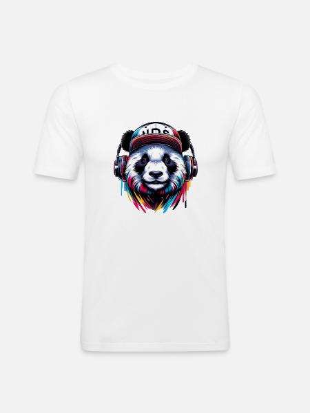 Urbaner Panda - Männer Slim Fit T-Shirt - Weiß