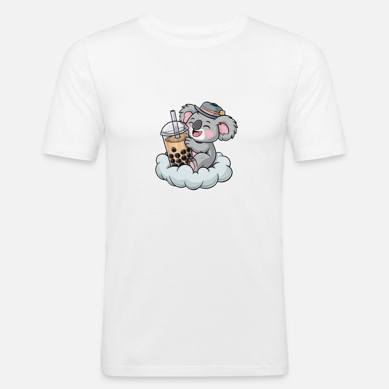 Koala drinking bubble tea - Männer Slim Fit T-Shirt - Weiß