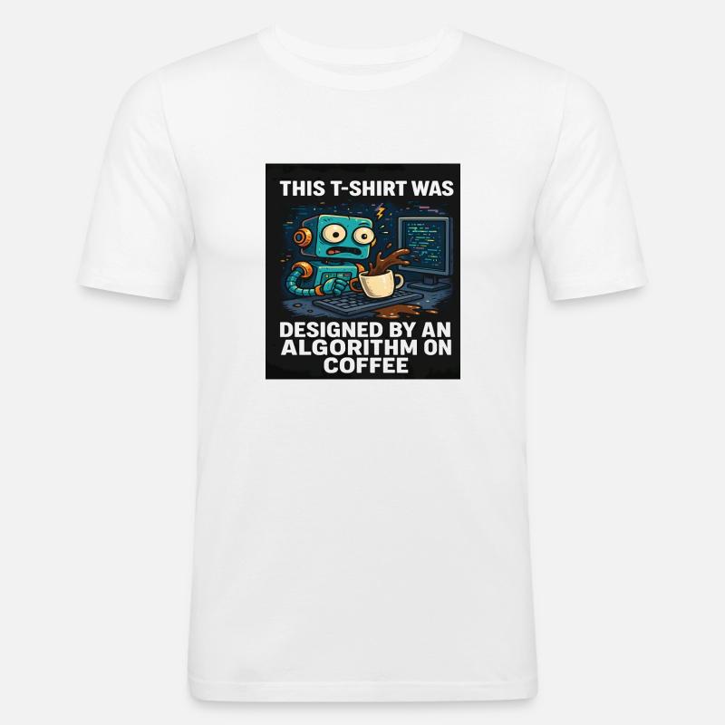 Algorithm on coffe 1 - Men's Slim Fit T-Shirt - white