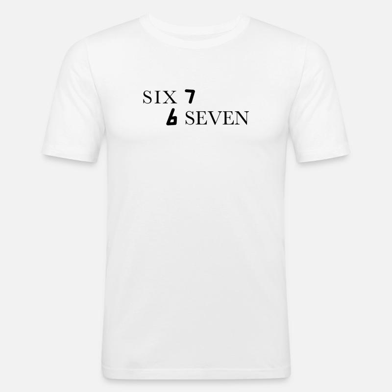 Six Seven 67 Meme Sechs Sieben - Männer Slim Fit T-Shirt - Weiß