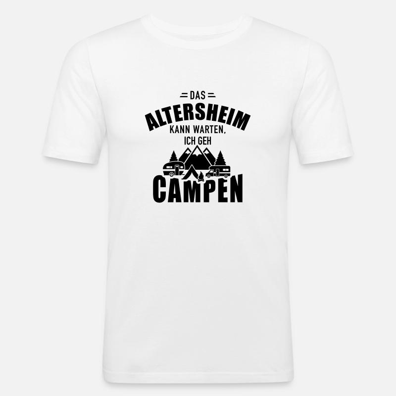 Camping - Männer Slim Fit T-Shirt - Weiß