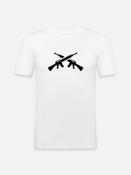 Gewehr - Männer Slim Fit T-Shirt - Weiß
