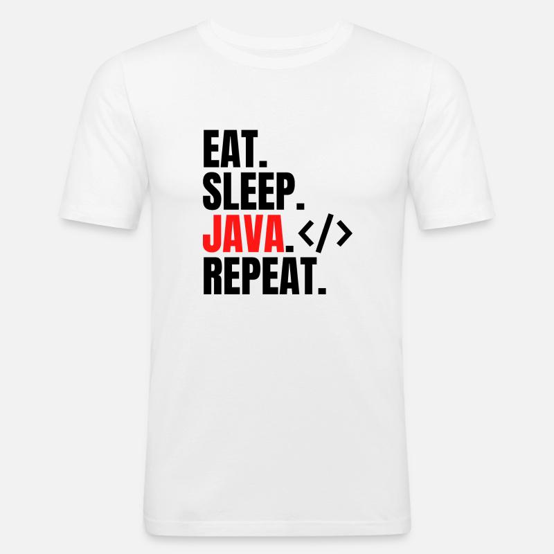 eat sleep java repeat - Men's Slim Fit T-Shirt - white