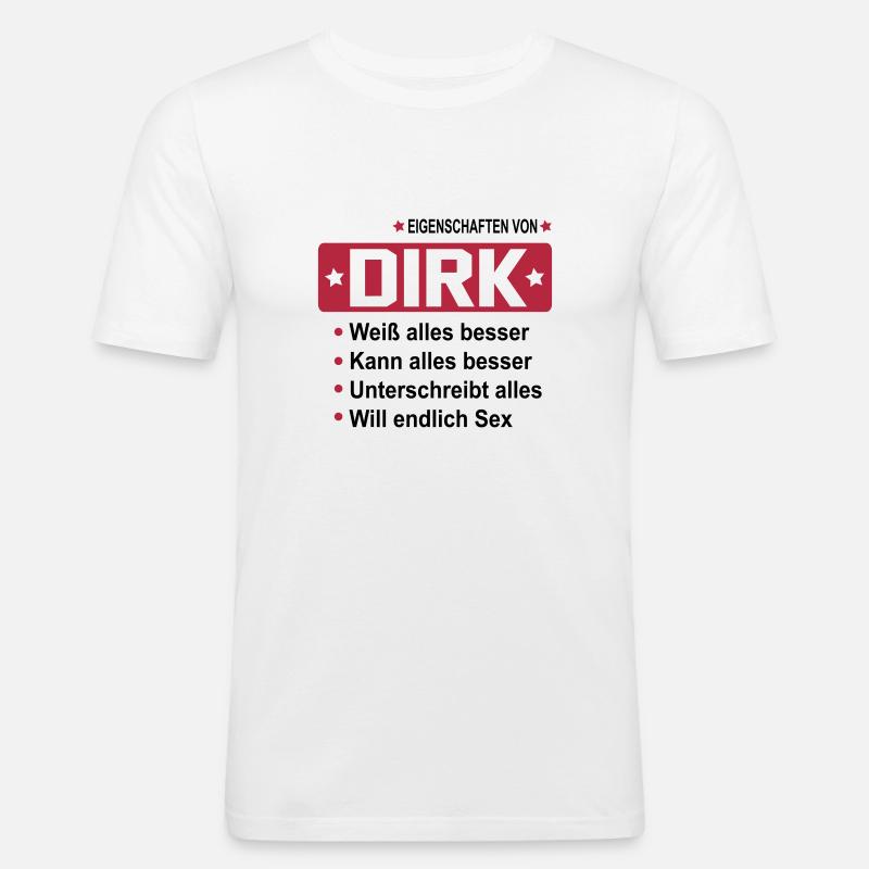 dirk - Männer Slim Fit T-Shirt - Weiß
