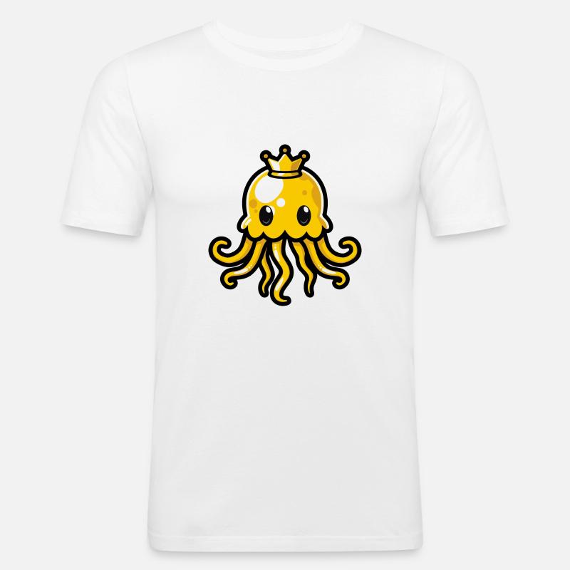Qualle Comic Krone - Männer Slim Fit T-Shirt - Weiß
