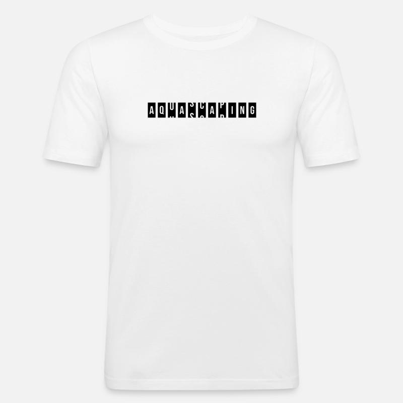 Aquascaping Fish Keeping Rolling Text - Männer Slim Fit T-Shirt - Weiß
