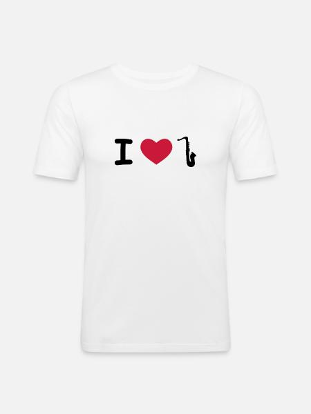Saxophon - Männer Slim Fit T-Shirt - Weiß