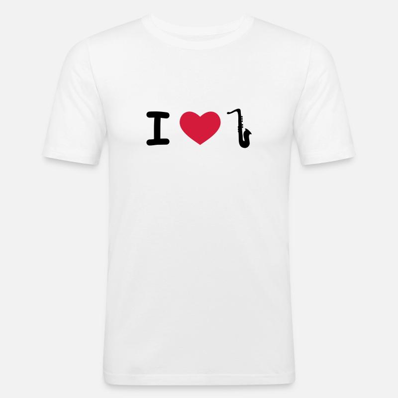 Saxophon - Männer Slim Fit T-Shirt - Weiß