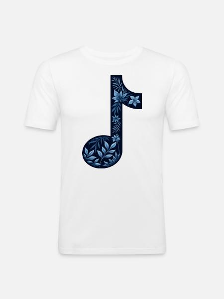 Blume Musiker Musiknote - Männer Slim Fit T-Shirt - Weiß