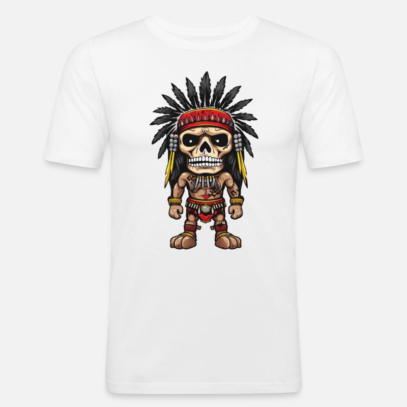 Apache Indianer Skelett - Männer Slim Fit T-Shirt - Weiß