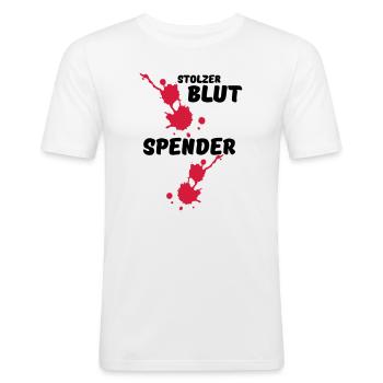 Stolzer Blutspender Blut Spende Geschenk Medizin - Männer Slim Fit T-Shirt - Weiß - Vorne - Nik (191cm)