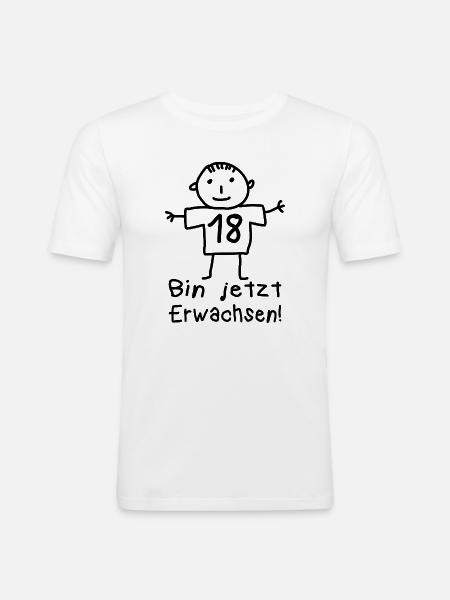 18th Birthday Stick Figure Of Age - Men's Slim Fit T-Shirt - white