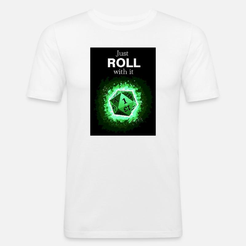 Faites simplement avec les dés verts rétro D20 - T-shirt près du corps Homme - blanc