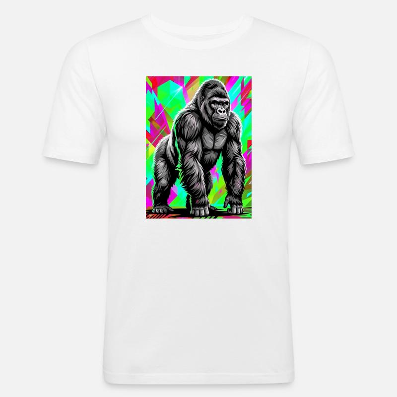 gorille - T-shirt près du corps Homme - blanc