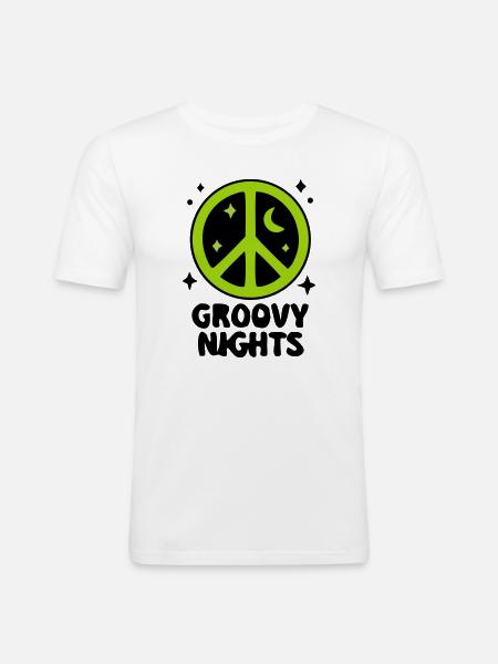 Groovy Peace Zeichen Logo - Männer Slim Fit T-Shirt - Weiß