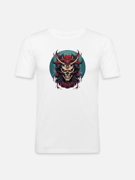 Japansk dæmon Samurai. Oni Yokai Samurai - Herre Slim Fit T-Shirt - hvid